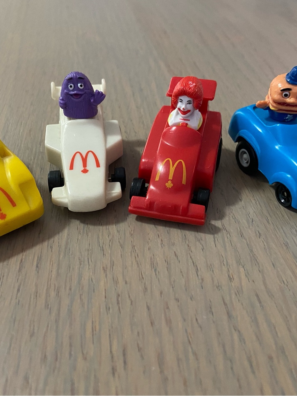 1988 McDonald's Happymeal Race Car Toy complete Set
